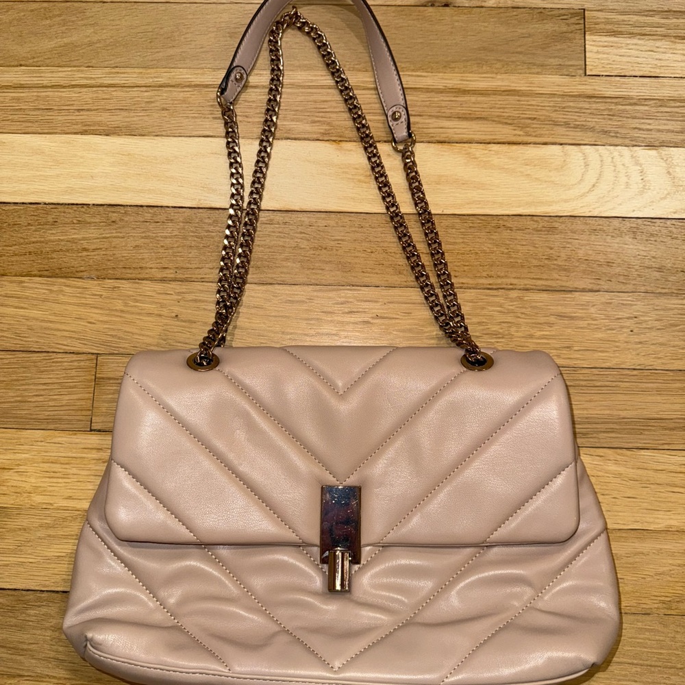 Elegant Beige Quilted Shoulder Bag (Aldo)